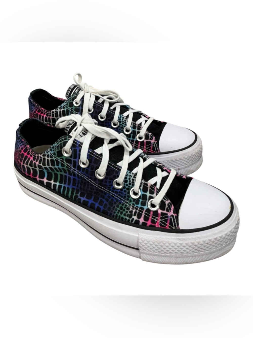 Converse Chuck Taylor All Star Platform Low Digital Daze Crocodile Women US 8